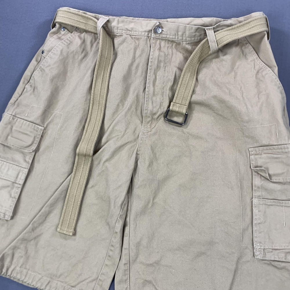 Regal Wear Cargo Shorts Mens 46 Khaki Belted Utility Pockets Y2K Baggy Hip Hop - Picture 1 of 16
